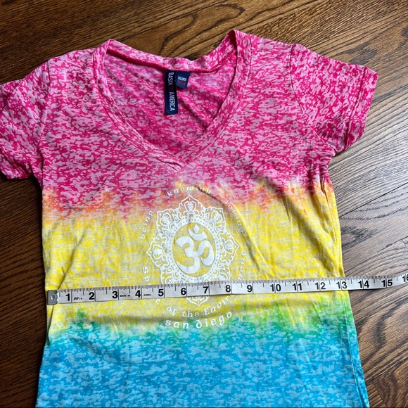 San Diego neon rainbow ombré acid yoga tee - Picture 4 of 6